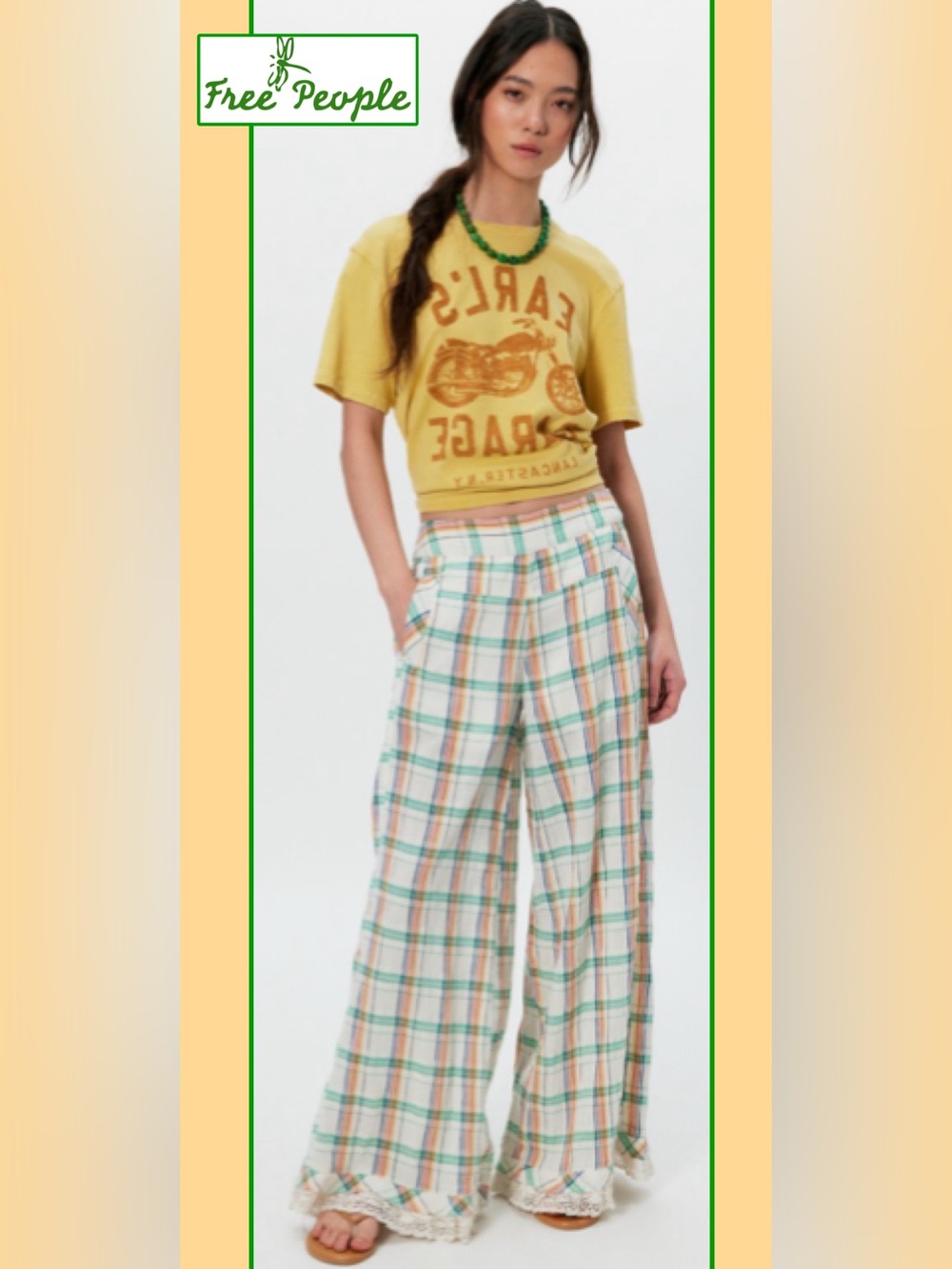 NWT Free People Hour Glass Wide Leg Pants Ivory Combo XS Boho Crochet hem